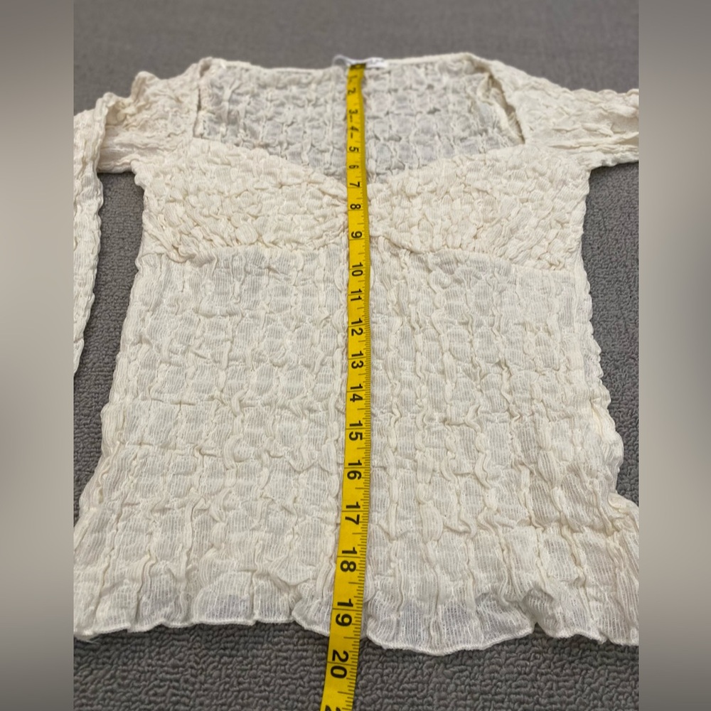 Pull & Bear Cream Ruched Sweetheart Neckline Coquette Romantic Cottagecore Y2K - Picture 4 of 6